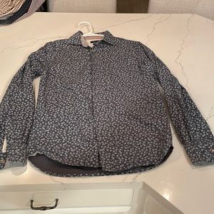 Cactus man slim fit casual button up.  Blue with flower pattern